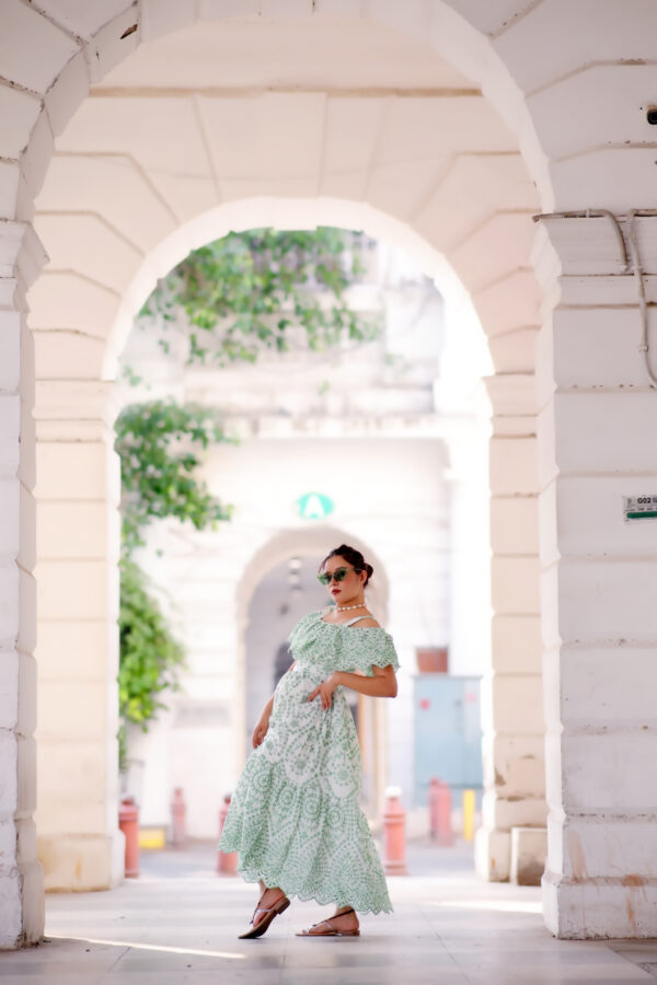 Sage Whispers Boho Midi Dress - Image 4