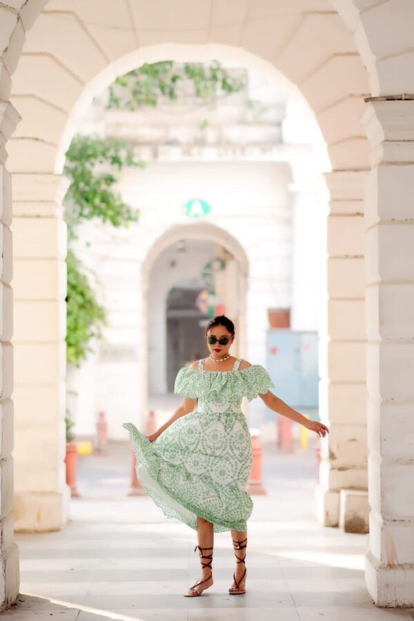 Sage Whispers Boho Midi Dress - Image 2
