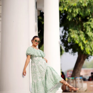 Sage Whispers Boho Midi Dress