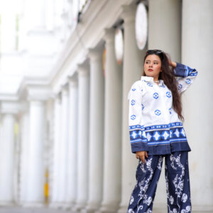 Indigo Luxe Printed Co-ord Set (Shirt & Trouser)